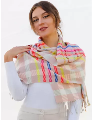 Sciarpa scozzese rosa e grigio con colori fluo Nicki Colombo 2