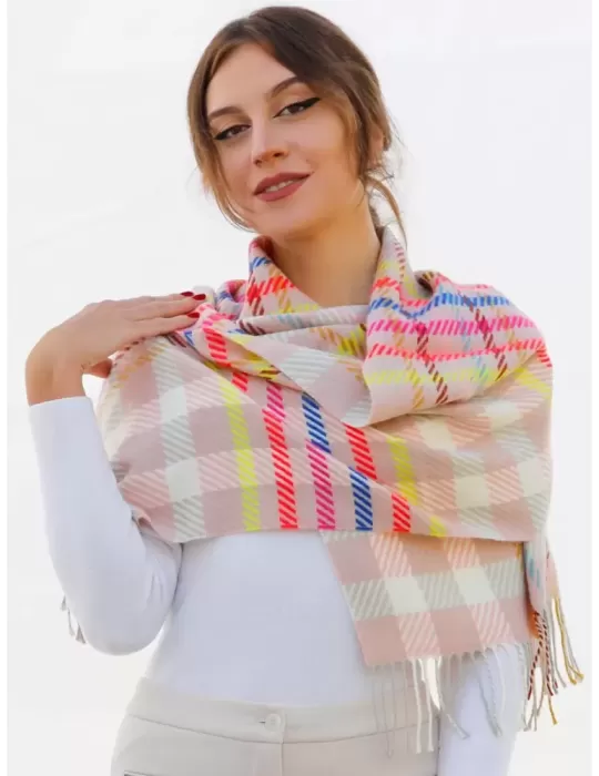 Sciarpa scozzese rosa e grigio con colori fluo Nicki Colombo