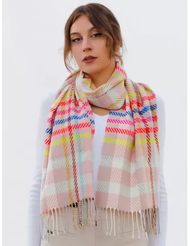 Sciarpa scozzese rosa e grigio con colori fluo Nicki Colombo