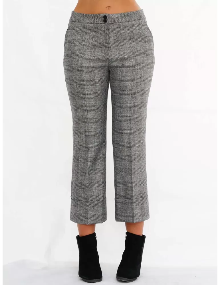 Pantaloni principe di Galles capri a zampa lurex oro Lea Bruni by Elgi Pantaloni principe di Galles capri a zampa lurex oro Lea Bruni by Elgi