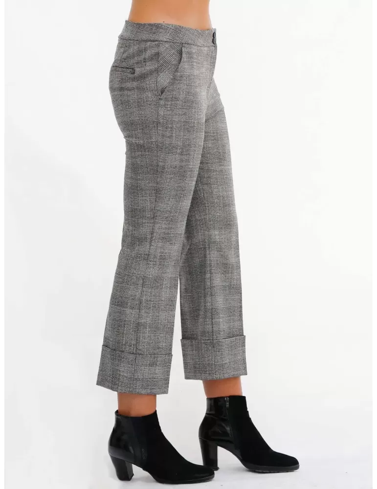 Pantaloni principe di Galles capri a zampa lurex oro Lea Bruni by Elgi