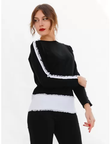 Riva Tricot black wool box jumper sweater silver lurex thread 2