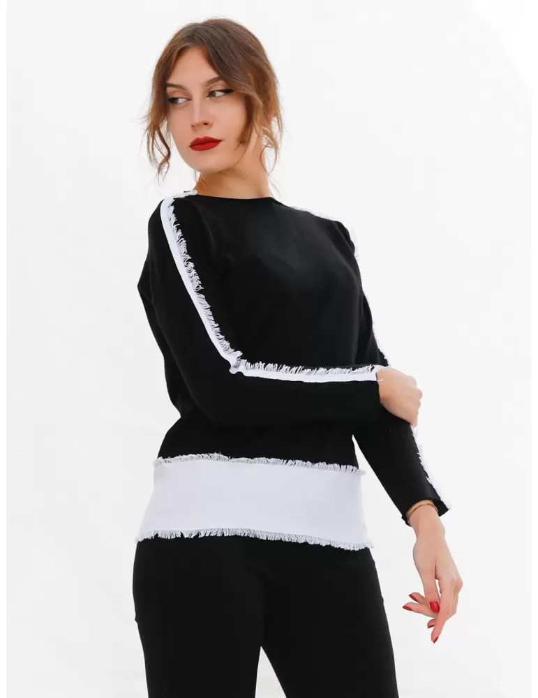 Maglia collo alto lupetto pura lana merino arancio Riva Tricot