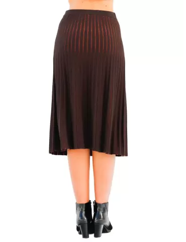 Shop online Zanetti 1965 brown and lurex midi plissè skirt plus size 2