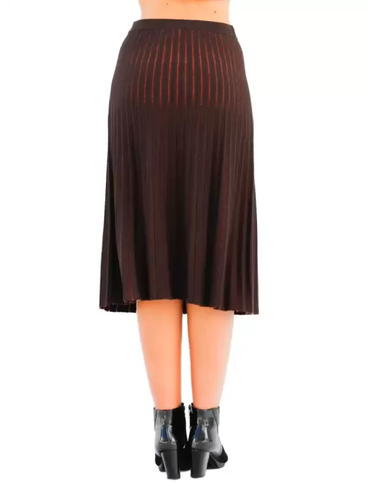 Gonna longuette plissè marrone con fili lurex Zanetti 1965