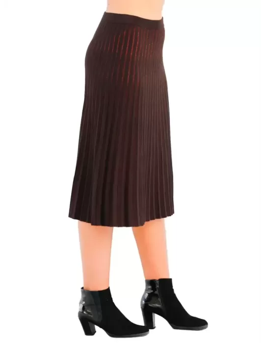 Shop online Zanetti 1965 brown and lurex midi plissè skirt plus size