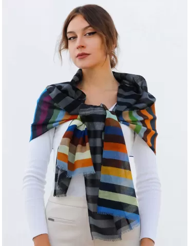 Nicki Colombo | Made in Italy | Unisex grey printed wool scarf 2