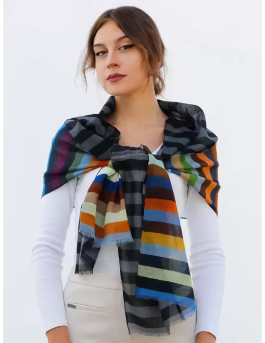 Nicki Colombo | Made in Italy | Unisex grey printed wool scarf