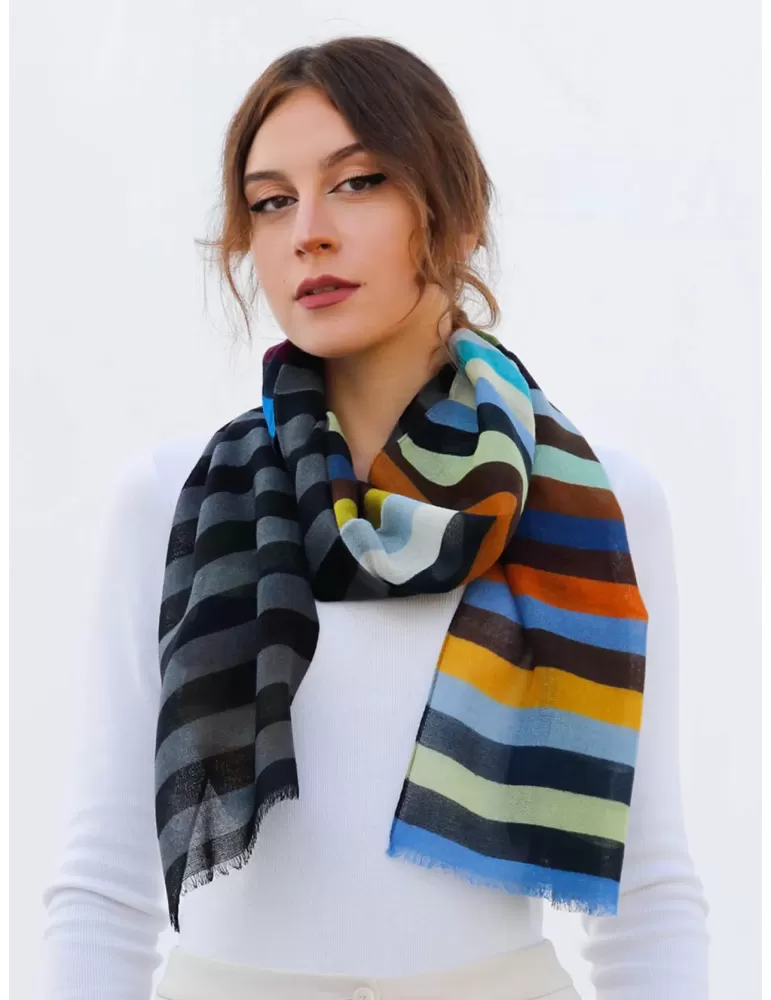 Nicki Colombo | Made in Italy | Unisex grey printed wool scarf Nicki Colombo | Made in Italy | Unisex grey printed wool scarf