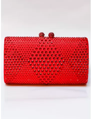 Anna Cecere red rhinestones jewel hand purse bag
