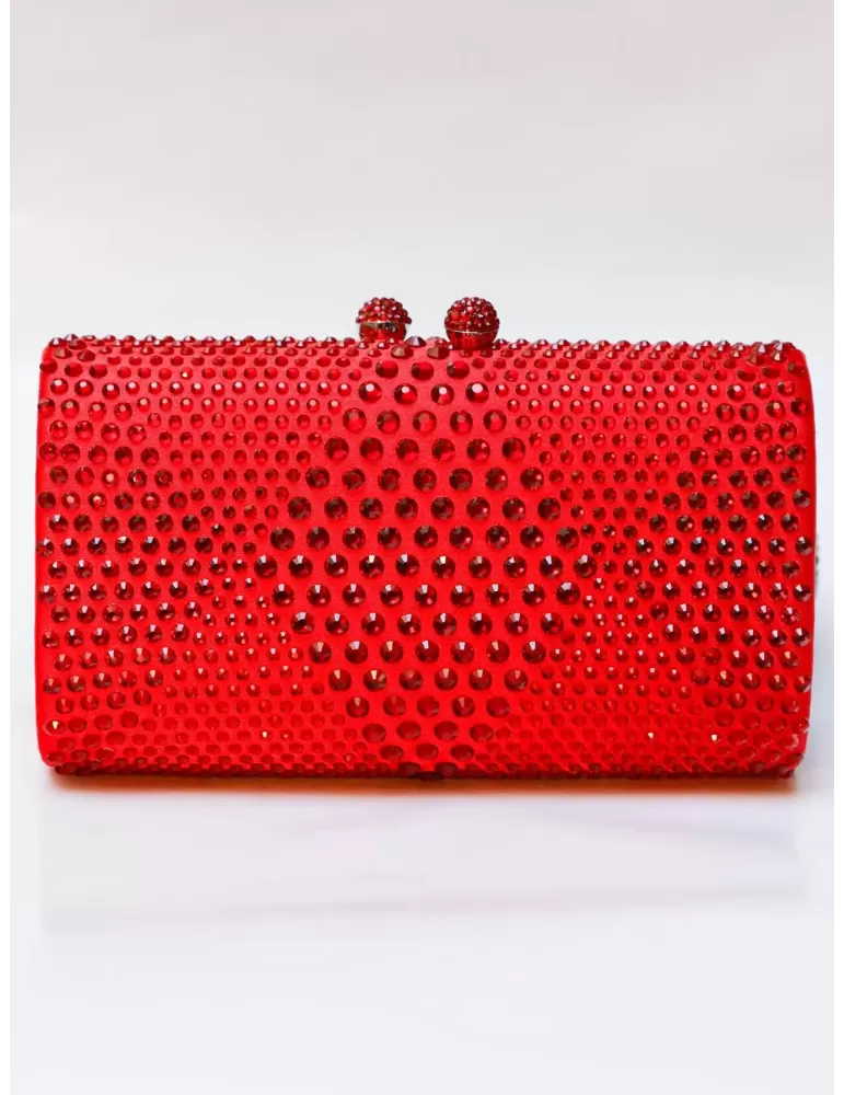 Anna Cecere red rhinestones jewel hand purse bag Anna Cecere red rhinestones jewel hand purse bag