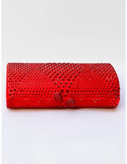 Anna Cecere red rhinestones jewel hand purse bag
