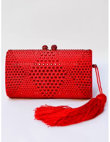 Online Borsa rossa cerimonia gioiello con strass | Anna Cecere Bags 2
