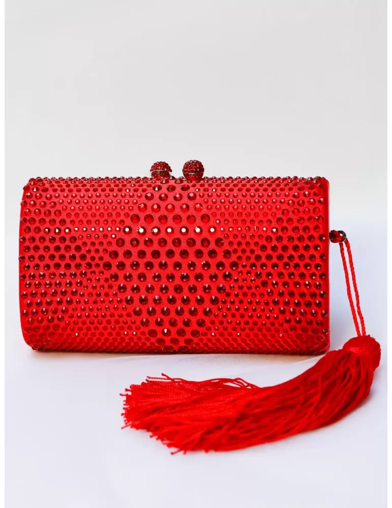 Online Borsa rossa cerimonia gioiello con strass | Anna Cecere Bags