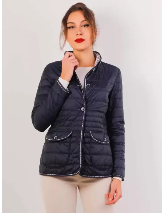 Giacca trapunta blu reversibile fantasia Concept K Giacca trapunta blu reversibile fantasia Concept K