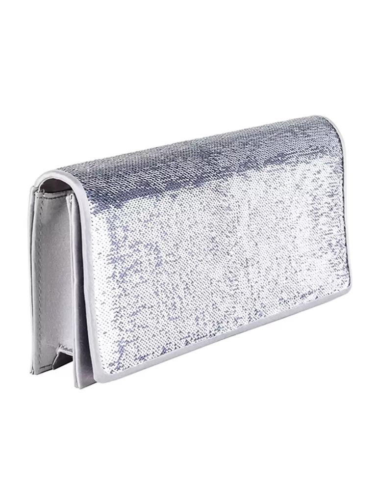Anna Cecere bags | Silver sequins silk satin purse evening bag acx676