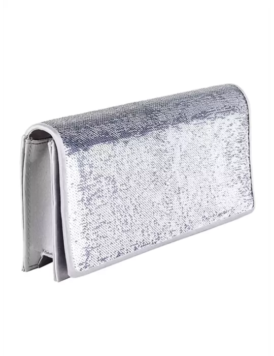 Anna Cecere bags | Silver sequins silk satin purse evening bag acx676