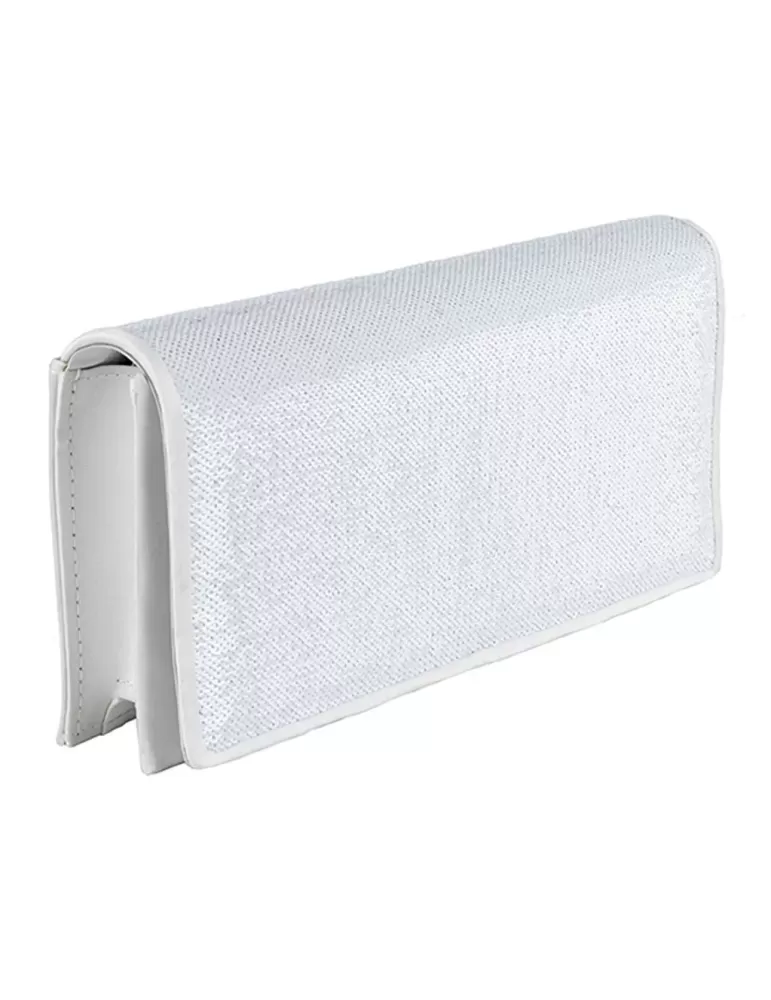 Anna Cecere bags | White sequins silk satin purse evening bag acx676