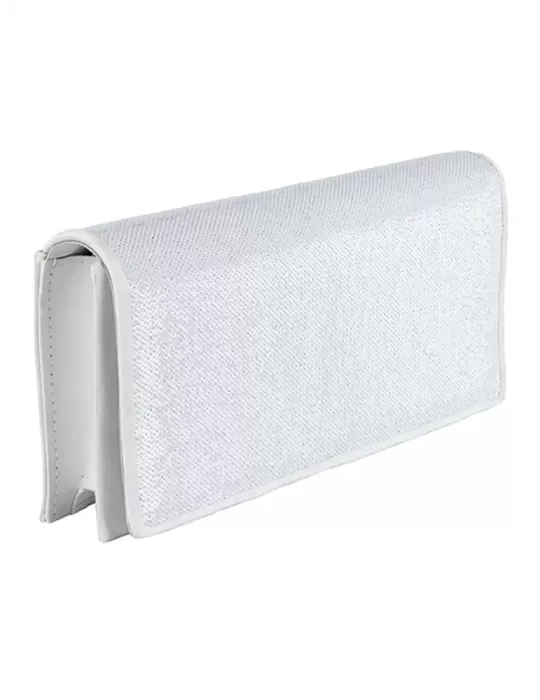 Anna Cecere bags | White sequins silk satin purse evening bag acx676
