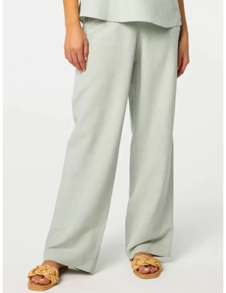 Paz Torras shop online | Light green linen and silk palazzo trousers Paz Torras shop online | Light green linen and silk palazzo trousers