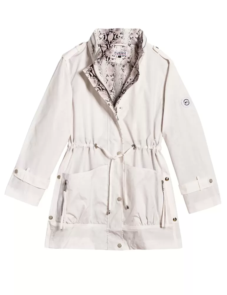 Fuego Woman white raincoat windbreaker parka jacket