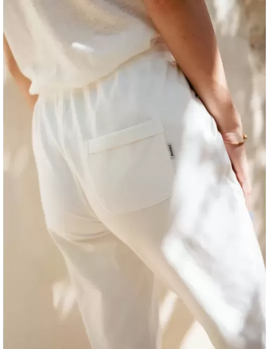 Ananke by Fuego Plus size cotton white trackuit trousers