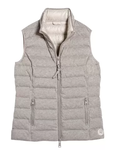 Ananke by Fuego Woman silver down waistcoat with fur 2