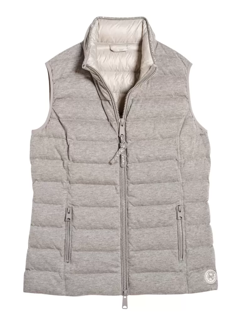 Ananke by Fuego Woman - Gilet piumino grigio con strass fino alla 54