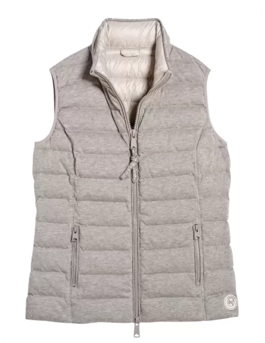 Ananke by Fuego Woman - Gilet piumino grigio con strass fino alla 54
