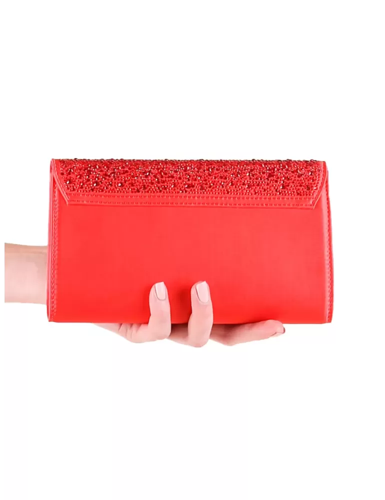 Anna Cecere pochettes | Borsa di raso rosso con strass aca053