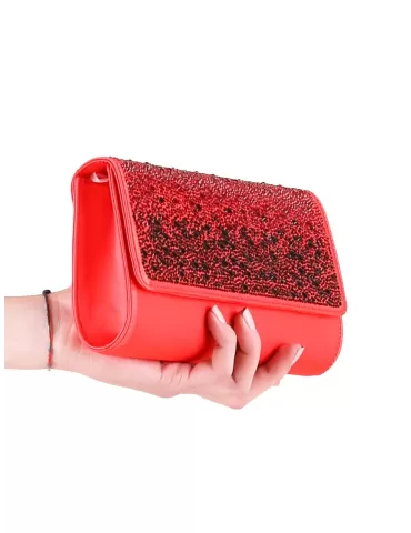 Anna Cecere pochettes | Borsa di raso rosso con strass aca053 2