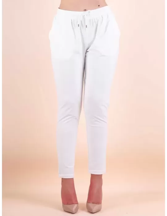 Ananke by Fuego Plus size cotton white trackuit trousers