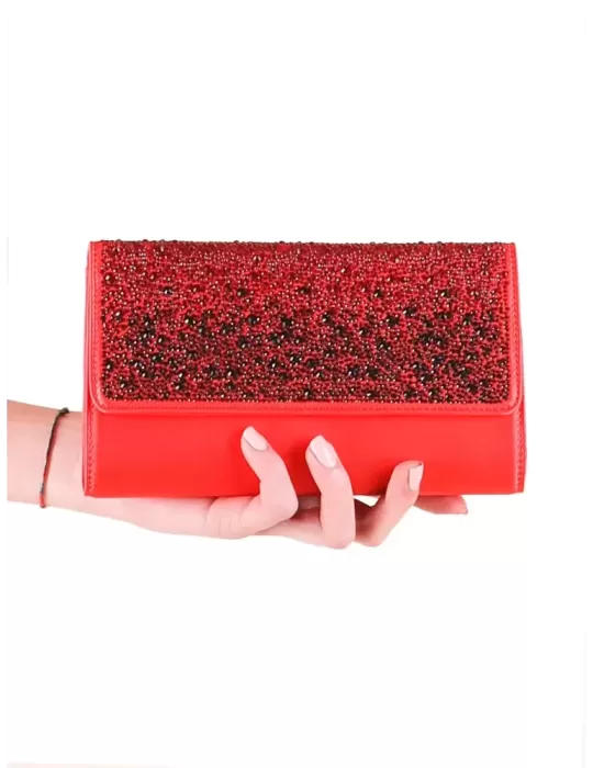Anna Cecere pochettes | Borsa di raso rosso con strass aca053 Anna Cecere pochettes | Borsa di raso rosso con strass aca053