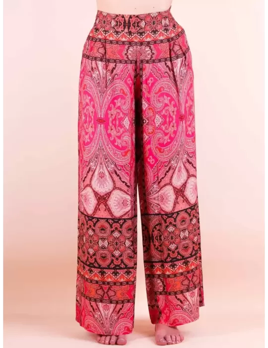 Paz Torras fuchsia Indian cashmere printed silk trousers Paz Torras fuchsia Indian cashmere printed silk trousers