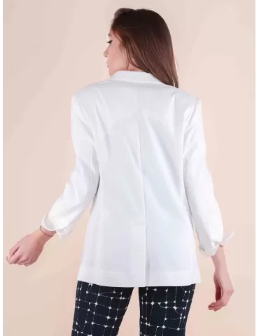 Maesta Milano white cotton blazer jacket 2