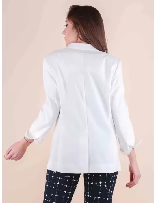 Giacca bianca blazer di cotone a un bottone Maesta Milano fino alla 54