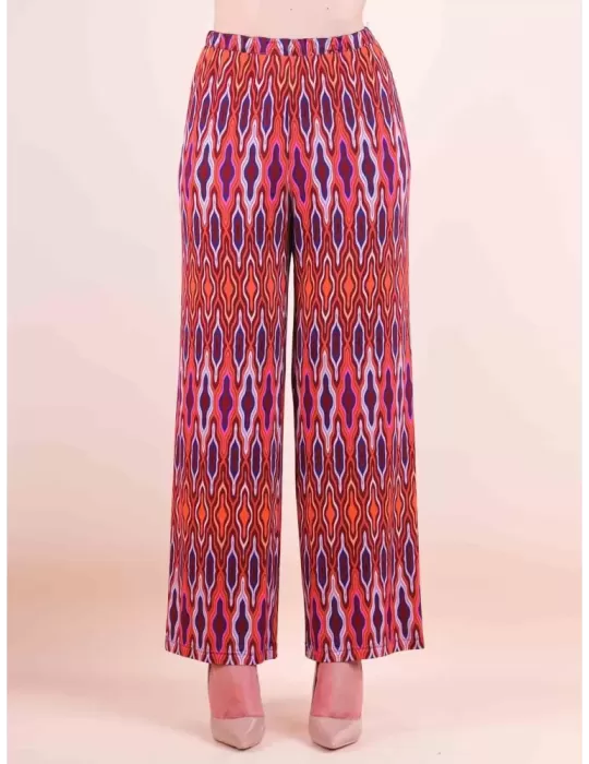 Maesta Milano orange and purple silk pull-on palazzo trousers Maesta Milano orange and purple silk pull-on palazzo trousers