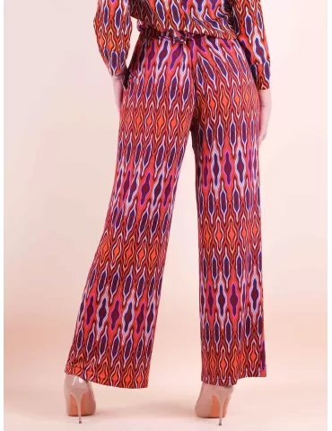 Maesta Milano orange and purple silk pull-on palazzo trousers 2