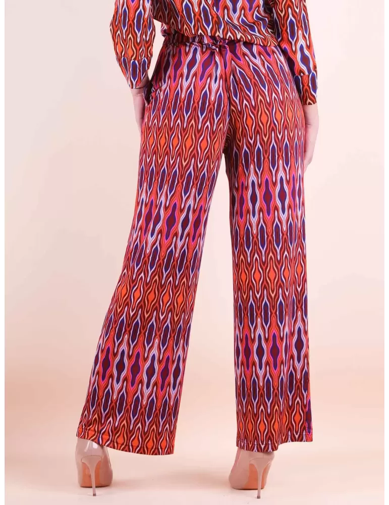 Maesta Milano online |Pantaloni fluidi palazzo design arancio e viola