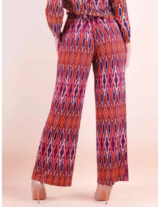 Maesta Milano online |Pantaloni fluidi palazzo design arancio e viola