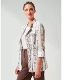 Fuego Woman white and brown spotted silk parka jacket