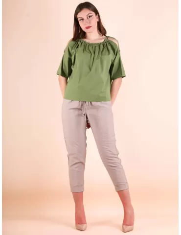 Pantaloni capri con coulisse tela di viscosa Zanetti fino alla 52 2