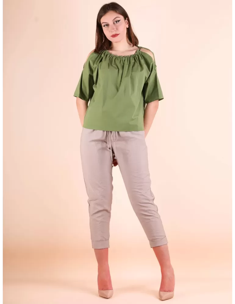 Zanetti 1965 Italy cotton canvas beige capri trousers