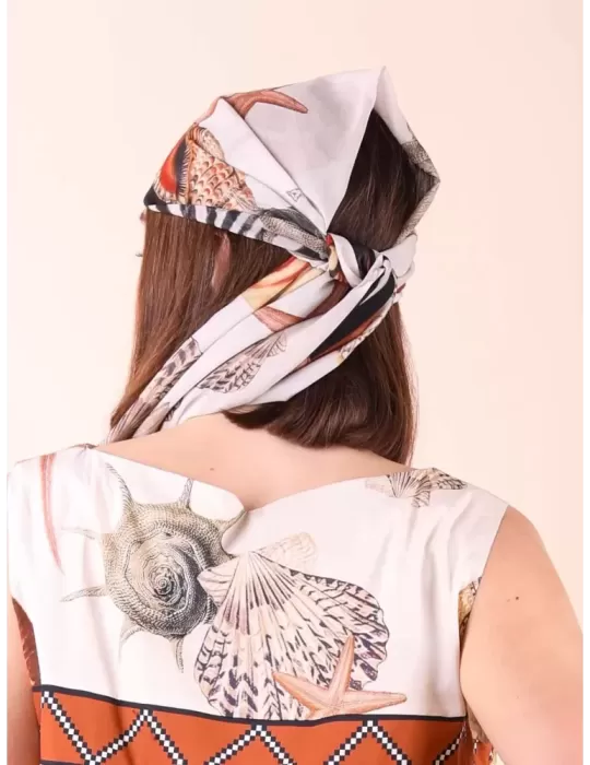 Piero Moretti sea stars and shells silk scarf