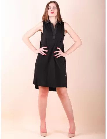 A-shape black silk summer polo sun dress plus size available