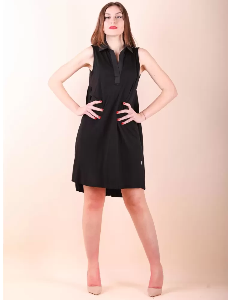 A-shape black silk summer polo sun dress plus size available A-shape black silk summer polo sun dress plus size available