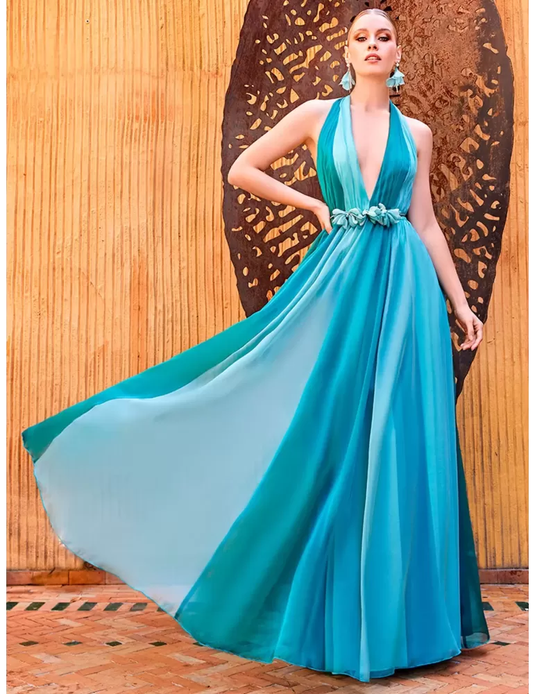 Sonia Pena 11220073 low necked black yellow evening dress Sonia Pena 11220073 low necked black yellow evening dress