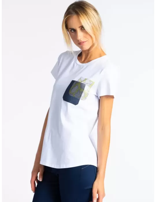 Volpato Italy | White finest cotton t-shirt with rhinestones Volpato Italy | White finest cotton t-shirt with rhinestones
