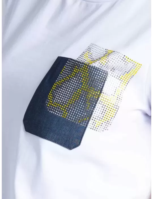 Volpato Italy | White finest cotton t-shirt with rhinestones
