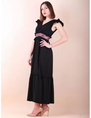 Long black sleeveless gipsy dress by Casting 2